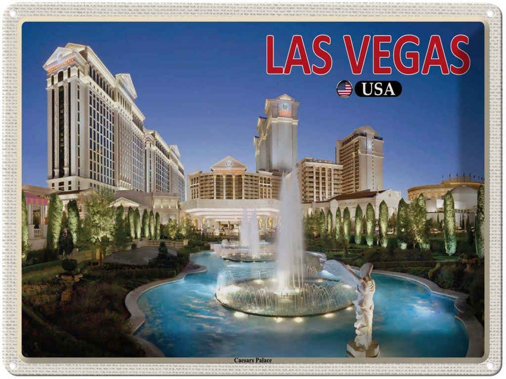 Blechschild 30x40 cm Las Vegas Reisen USA Caesars Palace Hotel Casino Bildmotiv Reisemotiv Abenteuer