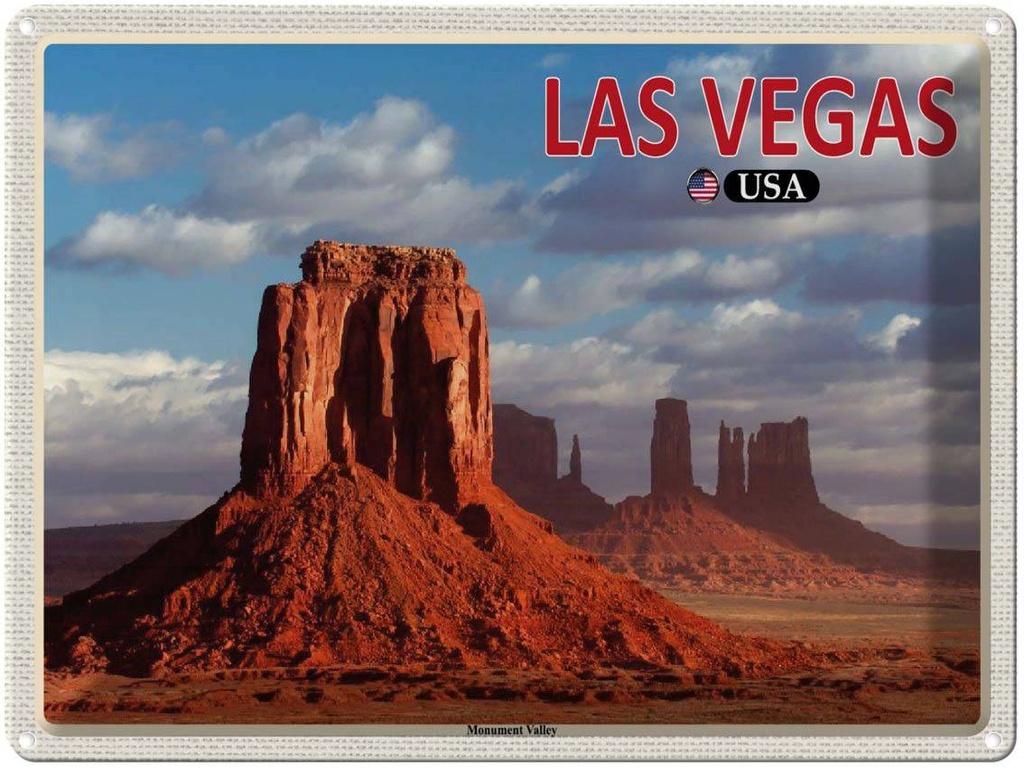 Blechschild 30x40 cm Las Vegas USA Monument Valley Hochebene Bildmotiv Reisemotiv Abenteuer Reisen