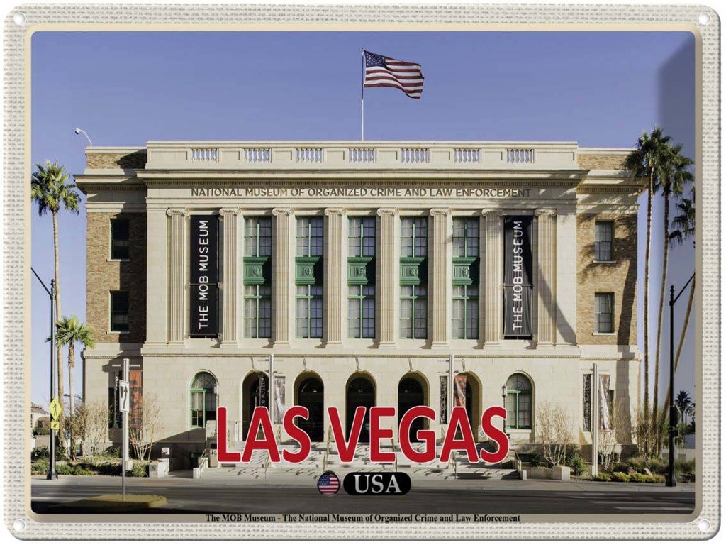 Blechschild 30x40 cm Las Vegas USA The MOB Museum Bildmotiv Reisemotiv Abenteuer Reisen