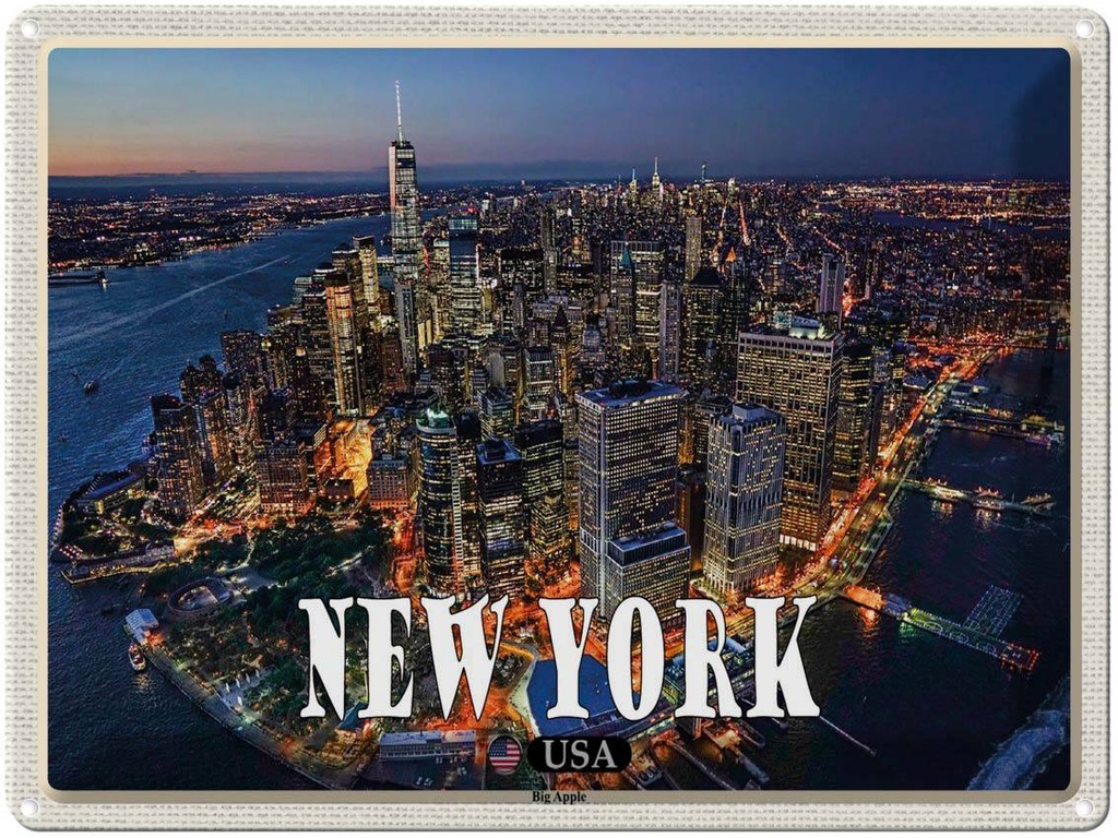 Blechschild 30x40 cm New York USA Big Apple Hochhäuser Bildmotiv Reisemotiv Abenteuer Reisen