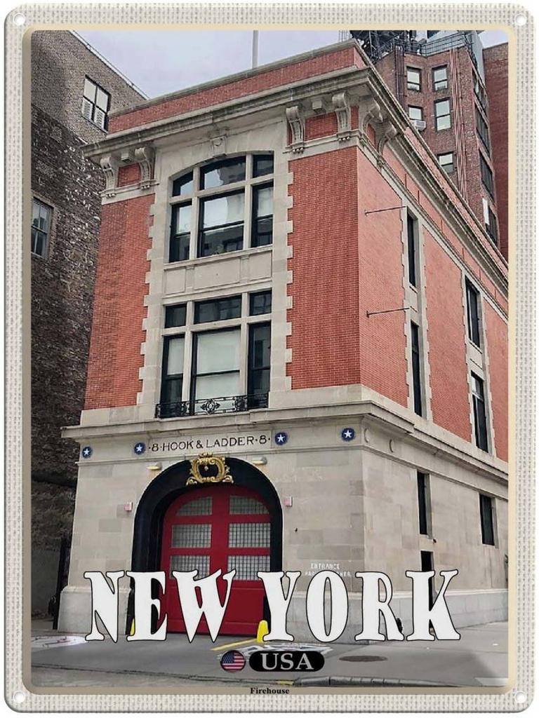 Blechschild 40x30 cm New York USA Firehouse Bildmotiv Reisemotiv Abenteuer Reisen