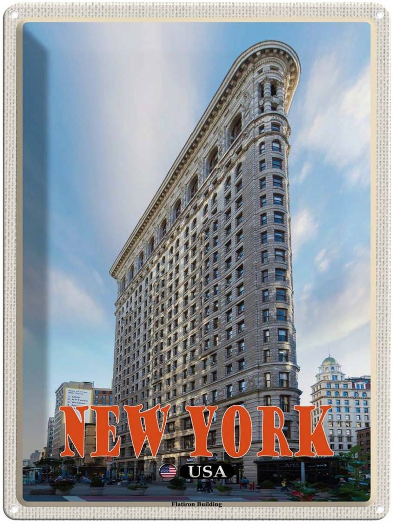 Blechschild 40x30 cm New York USA Flatiron Building Bildmotiv Reisemotiv Abenteuer Reisen