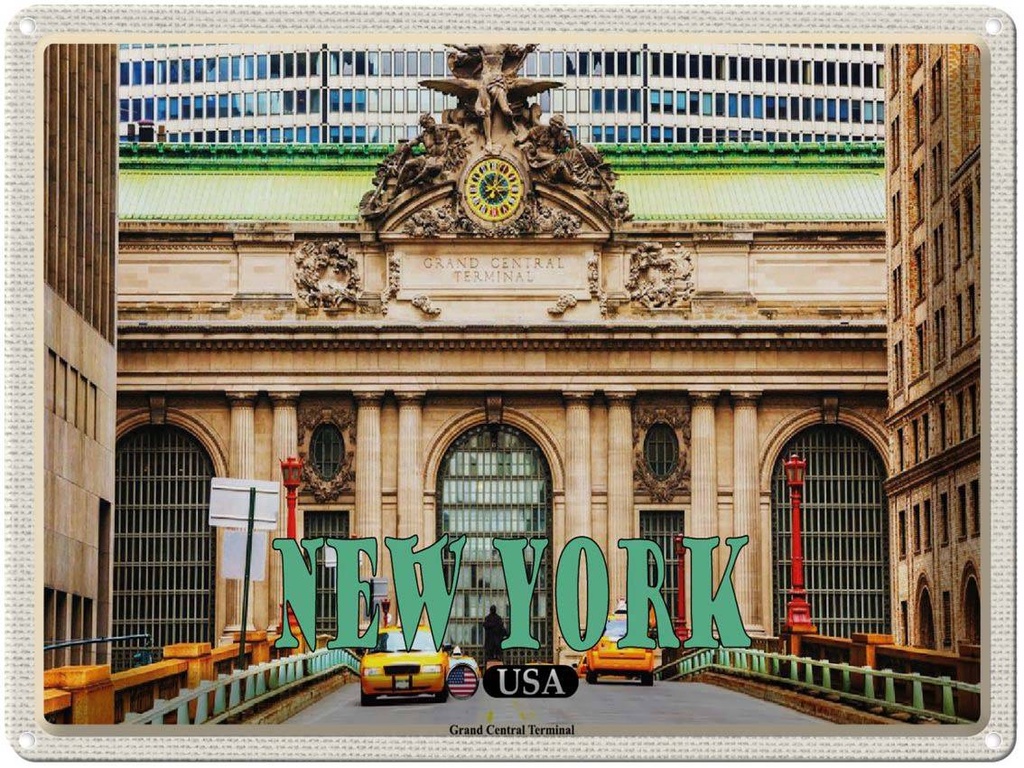 Blechschild 30x40 cm New York USA Grand Central Terminal Bildmotiv Reisemotiv Abenteuer Reisen