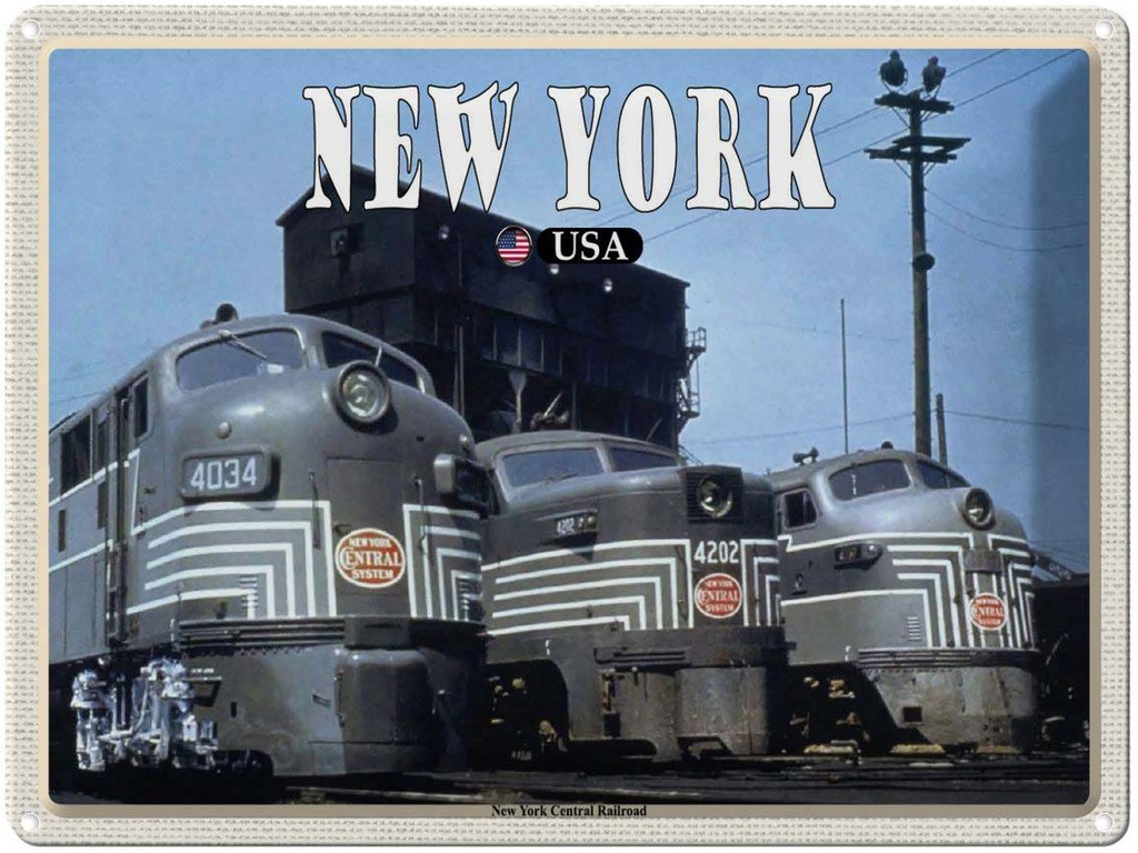 Blechschild 30x40 cm New York Reisen Central Railroad Züge Bildmotiv Reisemotiv Abenteuer