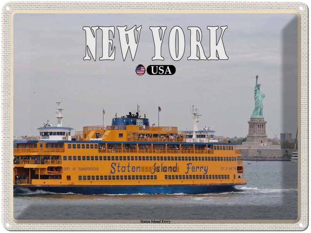 Blechschild 30x40 cm New York Reisen USA Staten Island Ferry Fähre Bildmotiv Reisemotiv Abenteuer