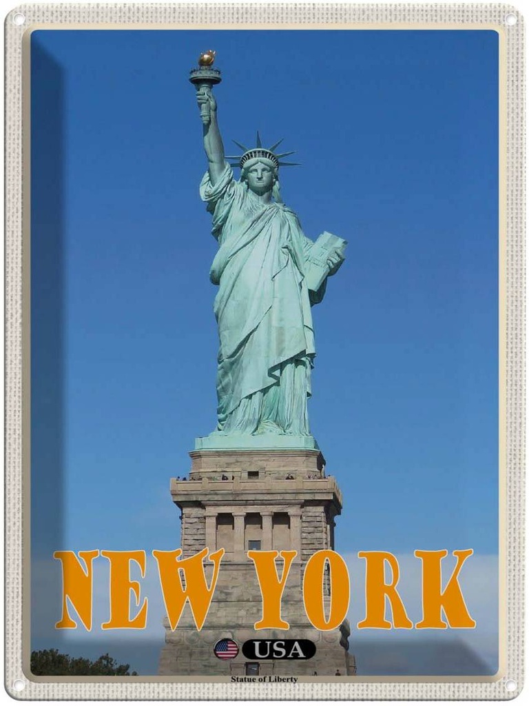 Blechschild 40x30 cm New York Statue of Liberty Freiheitsstatue Bildmotiv Reisemotiv Abenteuer Reisen