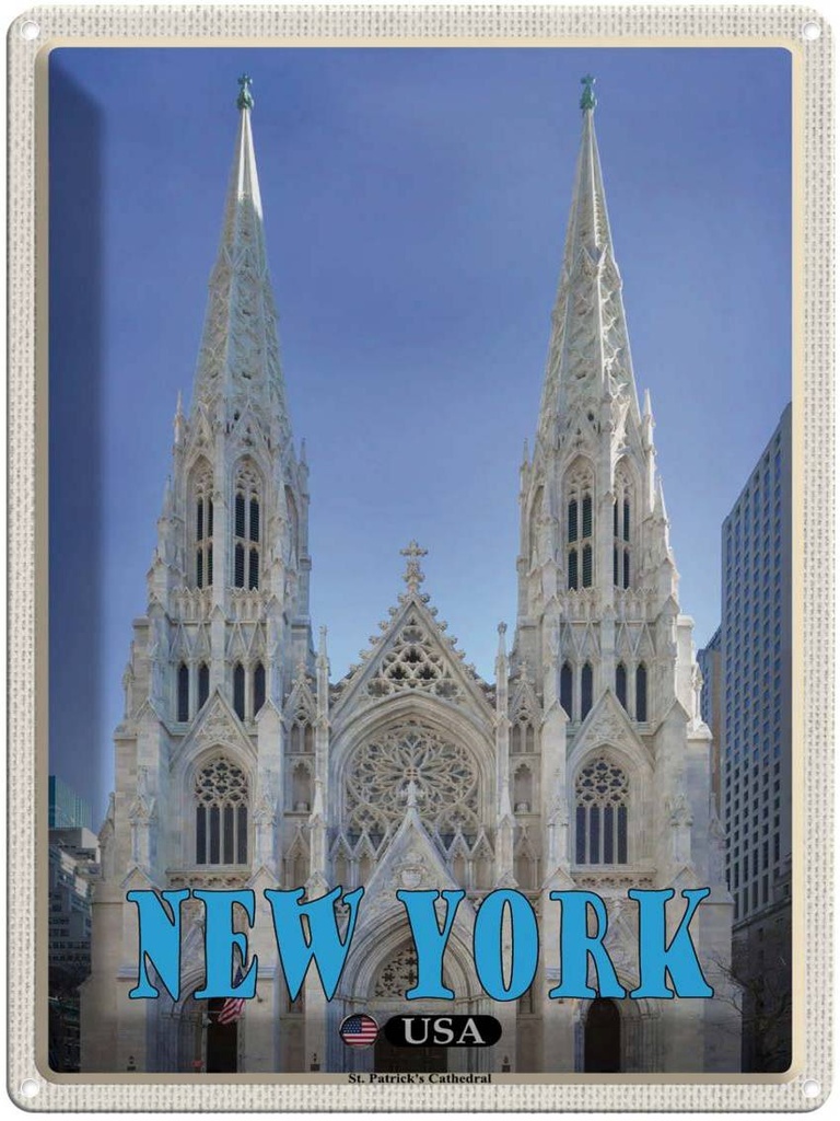 Blechschild 40x30 cm New York USA St. Patrick's Cathedral Bildmotiv Reisemotiv Abenteuer Reisen