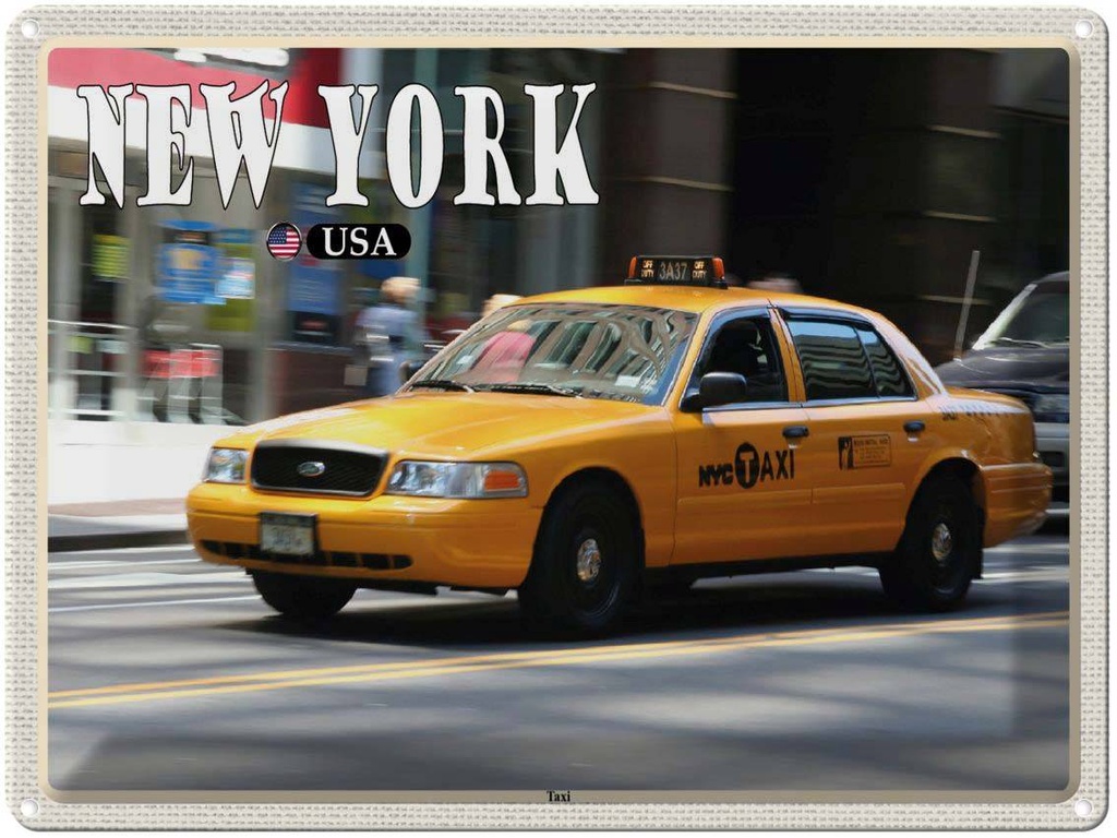 Blechschild 30x40 cm New York USA Taxi Straßen Bildmotiv Reisemotiv Abenteuer Reisen