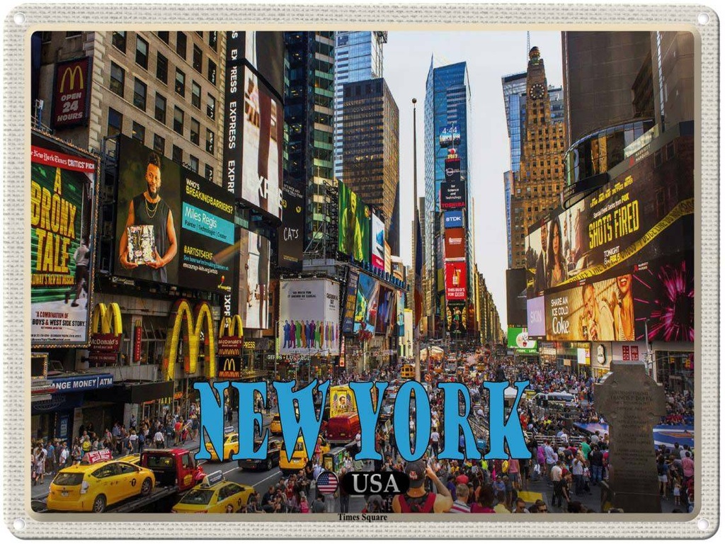 Blechschild 30x40 cm New York USA Times Square Zentrum Bildmotiv Reisemotiv Abenteuer Reisen