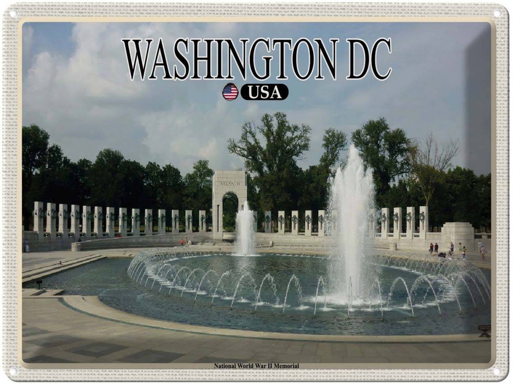 Blechschild 30x40 cm Washington DC USA National Woröd Memorial Bildmotiv Reisemotiv Abenteuer Reisen