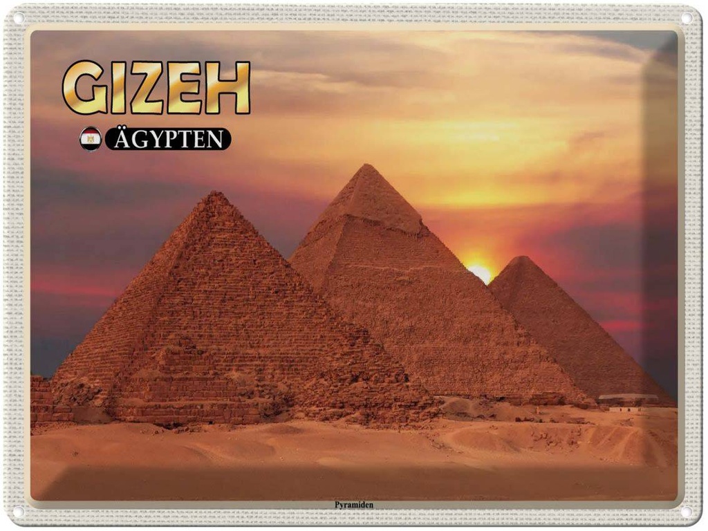 Blechschild 30x40 cm Gizeh Ägypten Pyramiden Bildmotiv Reisemotiv Abenteuer Reisen