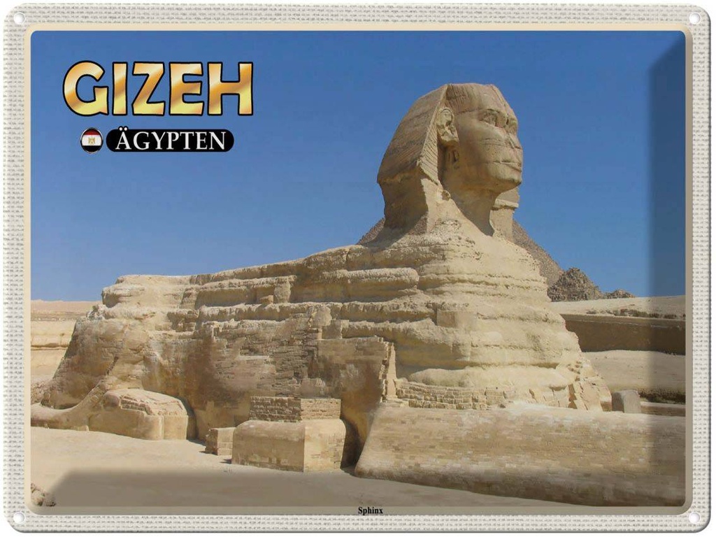 Blechschild 30x40 cm Gizeh Ägypten Sphinx Bildmotiv Reisemotiv Abenteuer Reisen