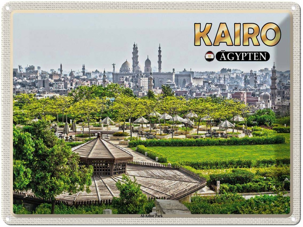 Blechschild 30x40 cm Kairo Ägypten Al'Azhar Park Bildmotiv Reisemotiv Abenteuer Reisen