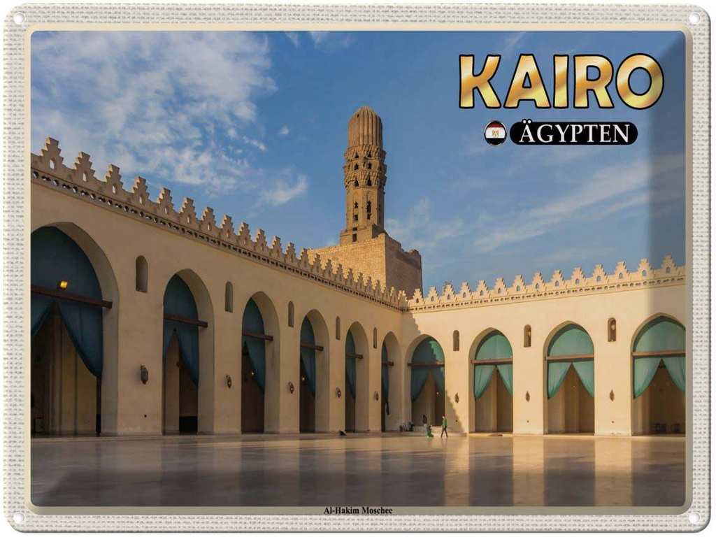 Blechschild 30x40 cm Kairo Ägypten Al-Hakim Moschee Bildmotiv Reisemotiv Abenteuer Reisen