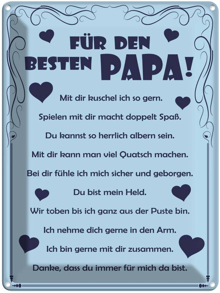 [LA-1788983] Blechschild 40x30 cm Für den besten Papa Spruch Zitat