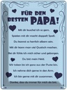 Blechschild 40x30 cm Für den besten Papa Spruch Zitat