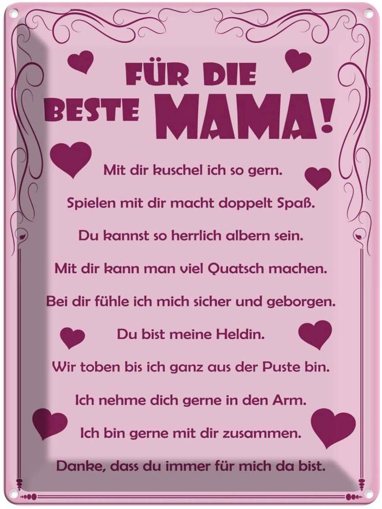 [LA-1788984] Blechschild 40x30 cm Für die beste Mama Spruch Zitat