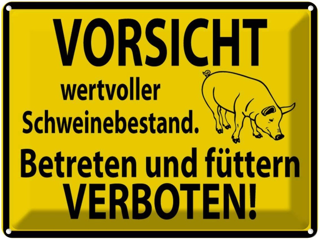 [LA-1788990] Blechschild 30x40 cm Wertvoller Schweinebestand Warnschild Hinweisschild Sicherheit Vorsicht