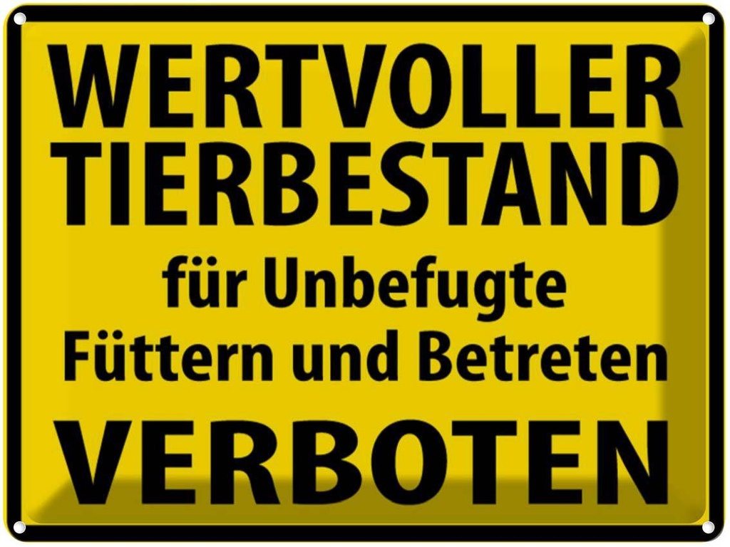 [LA-1788994] Blechschild 30x40 cm Wertvoller Tierbestand Warnschild Hinweisschild Sicherheit Vorsicht