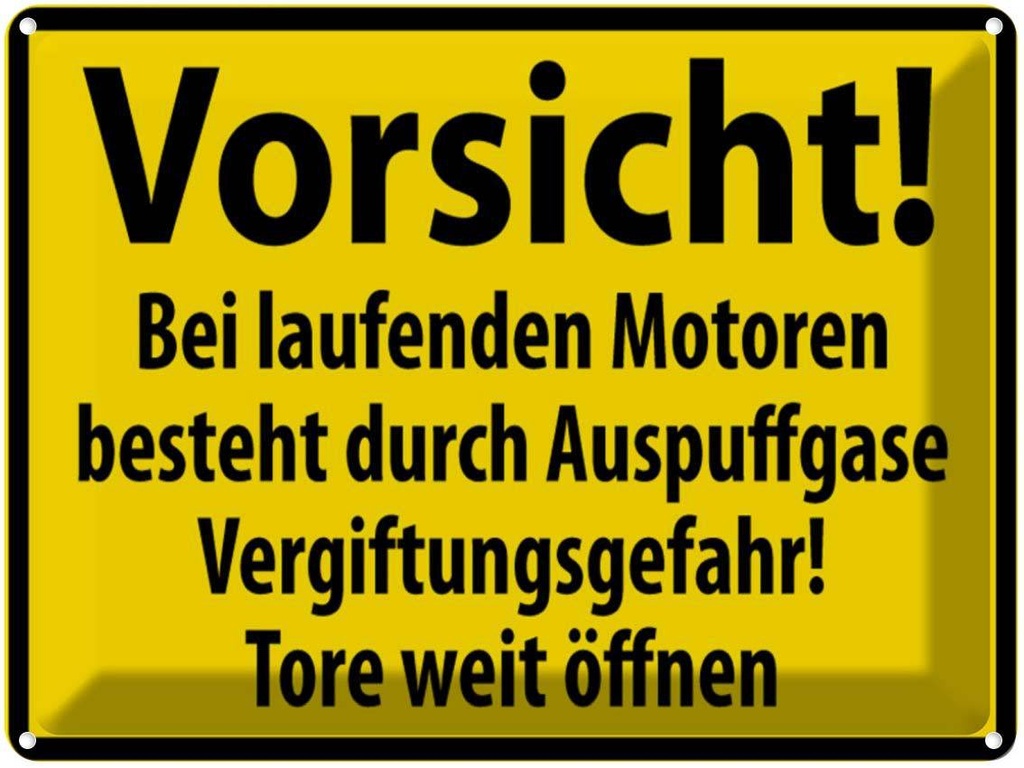 [LA-1788998] Blechschild 30x40 cm Vorsicht Bei laufenden Motoren Warnschild Hinweisschild Sicherheit