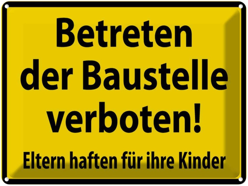 [LA-1789000] Blechschild 30x40 cm Betreten Baustelle verboten Warnschild Hinweisschild Sicherheit Vorsicht
