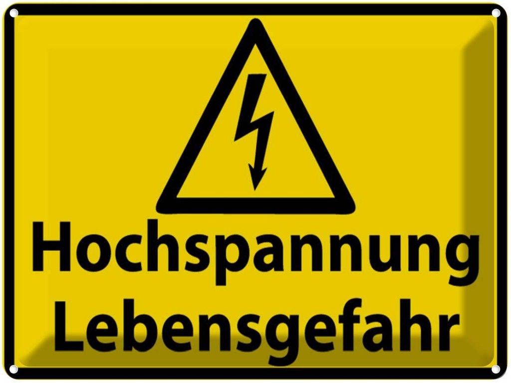 [LA-1789006] Blechschild 30x40 cm Hochspannung Lebensgefahr Warnschild Hinweisschild Sicherheit Vorsicht