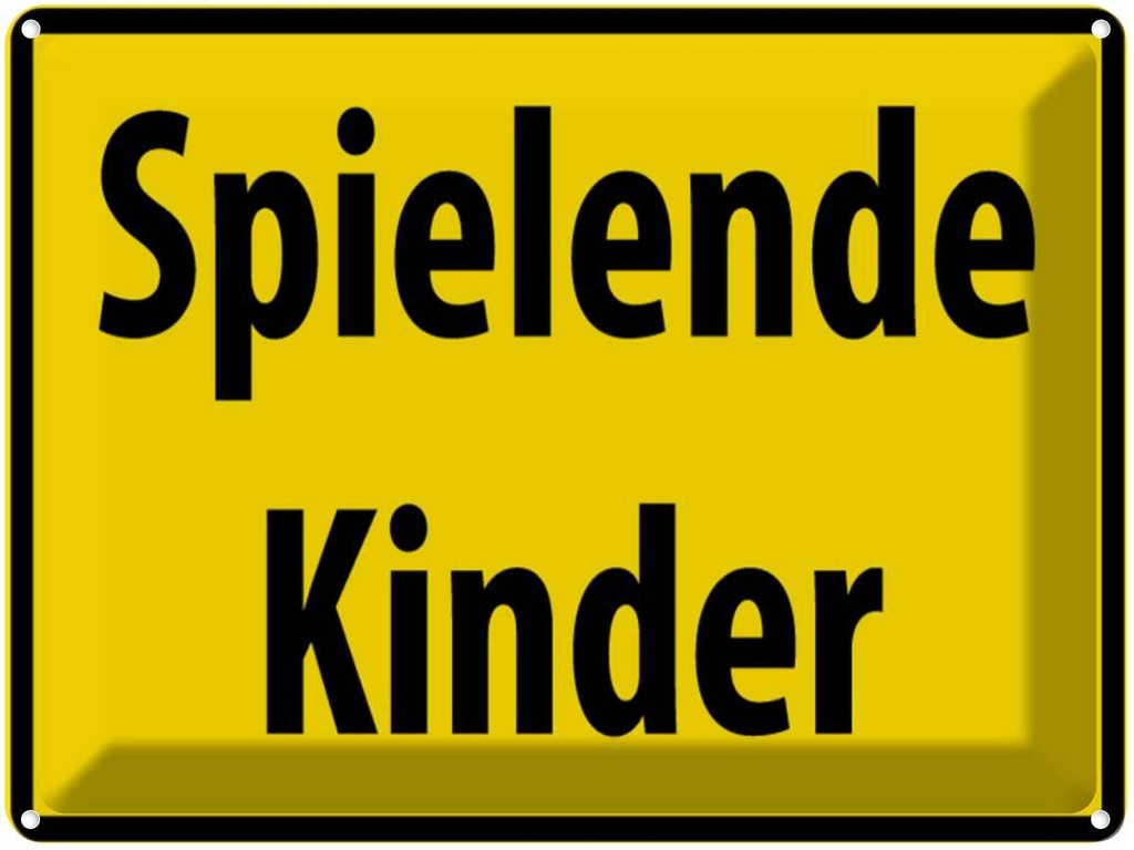 [LA-1789009] Blechschild 30x40 cm Spielende Kinder Warnschild Hinweisschild Sicherheit Vorsicht