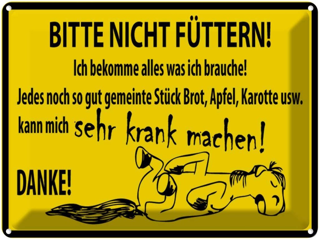 [LA-1789011] Blechschild 30x40 cm Bitte Nicht Füttern (Pferd) Warnschild Hinweisschild Sicherheit Vorsicht