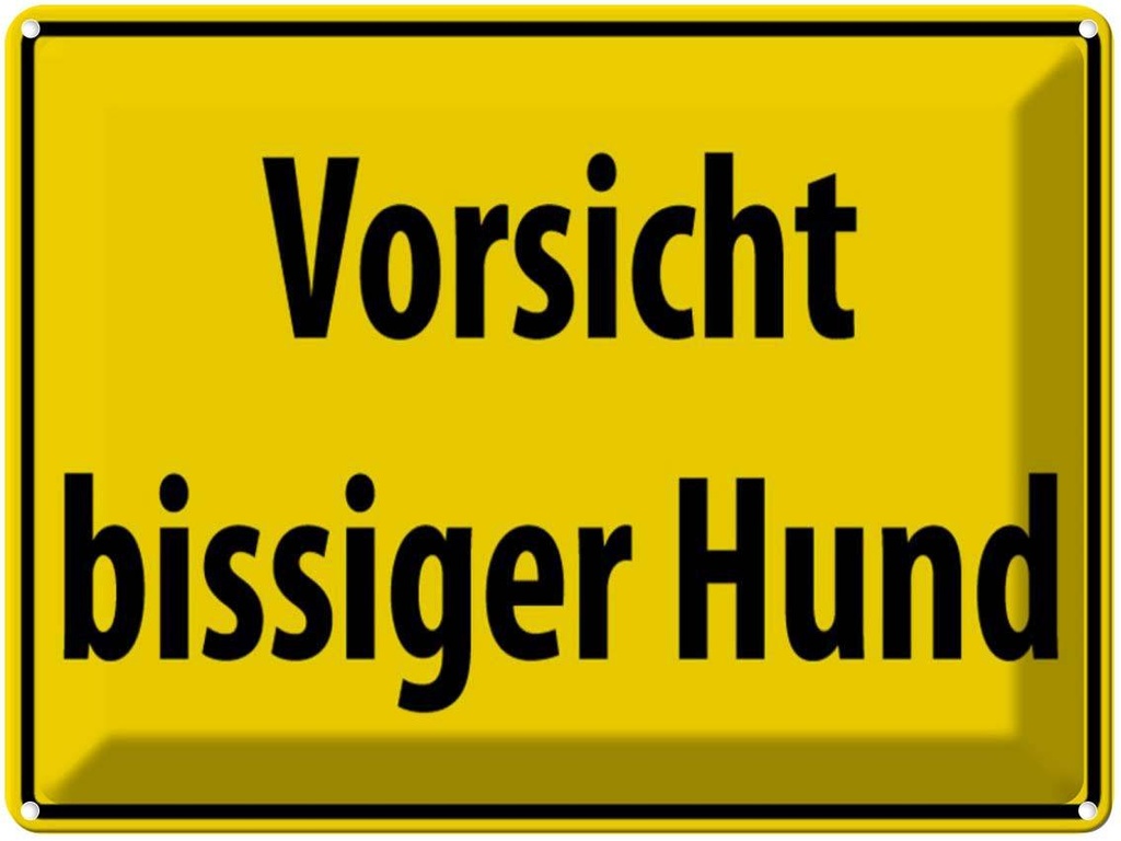 [LA-1789018] Blechschild 30x40 cm Vorsicht bissiger Hund