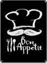 Blechschild 40x30 cm Essen Bon Appetit Restaurant s/w