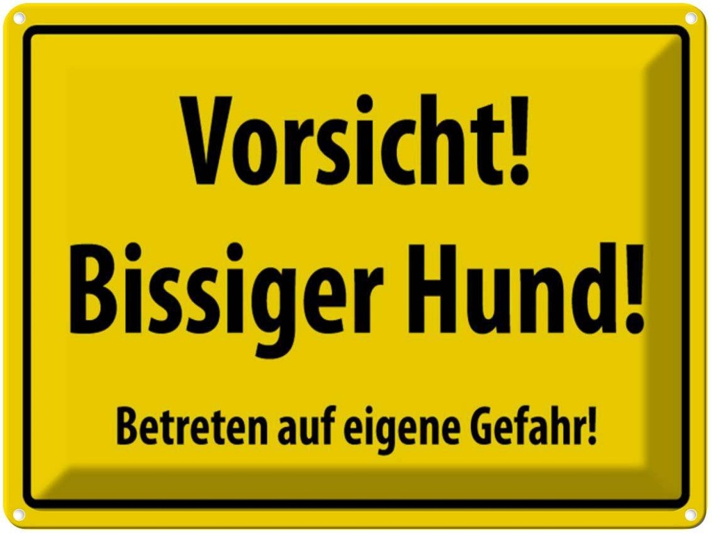 [LA-1789025] Blechschild 30x40 cm Vorsicht bissiger Hund