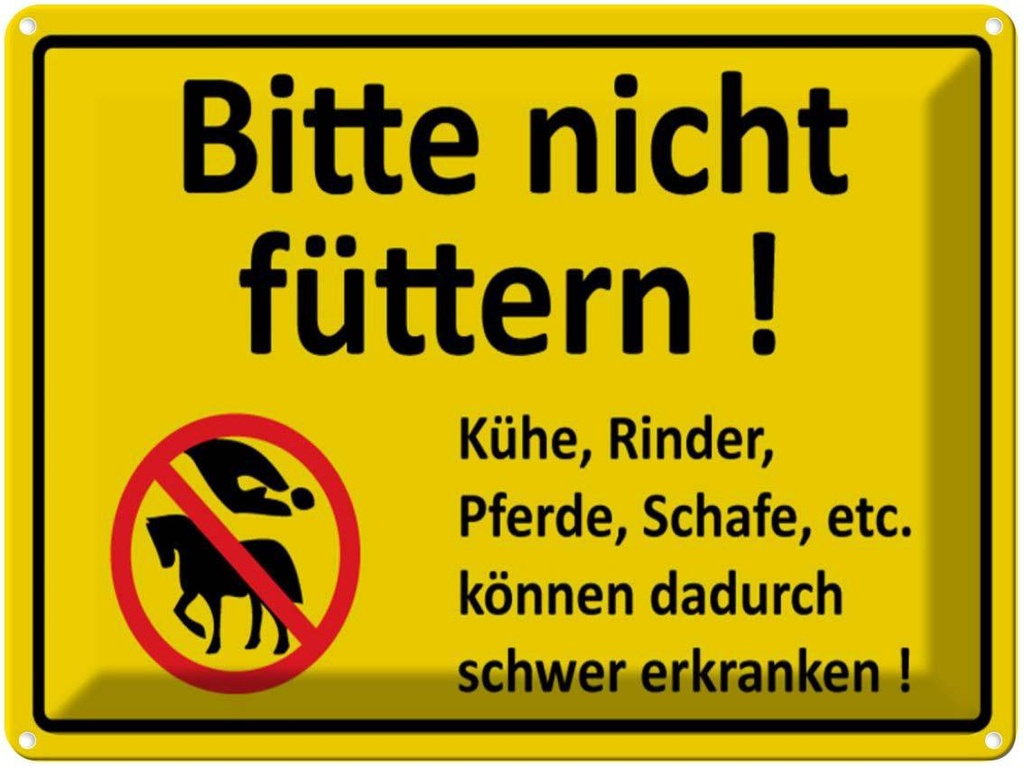 [LA-1789029] Blechschild 30x40 cm Bitte nicht füttern Warnschild Hinweisschild Sicherheit Vorsicht