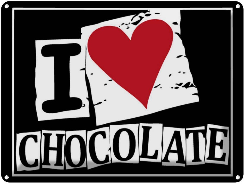 Blechschild 30x40 cm I Love Chocolate (Herz)