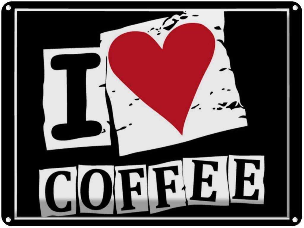 Blechschild 30x40 cm Kaffee I love Coffee (Herz)