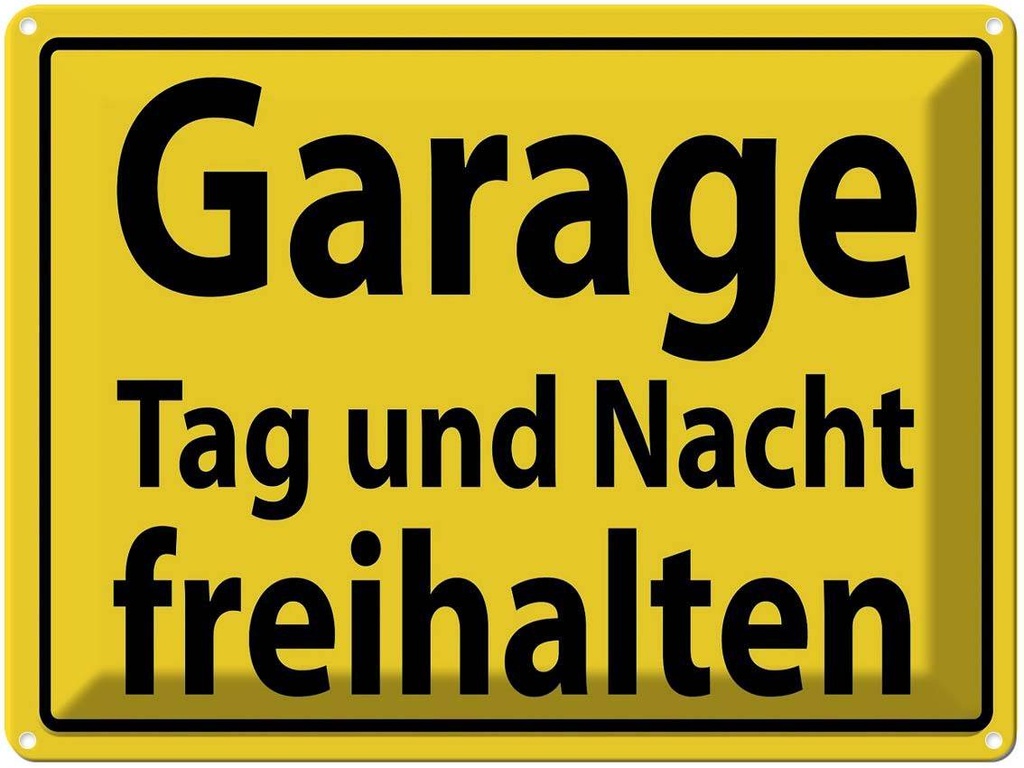[LA-1789045] Blechschild 30x40 cm Garage Tag und Nacht freihalten Warnschild Hinweisschild Sicherheit Vorsicht