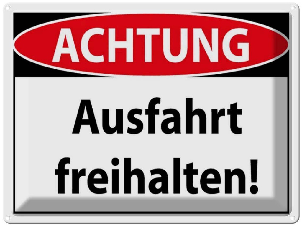 [LA-1789070] Blechschild 30x40 cm Achtung Ausfahrt freihalten Warnschild Hinweisschild Sicherheit Vorsicht