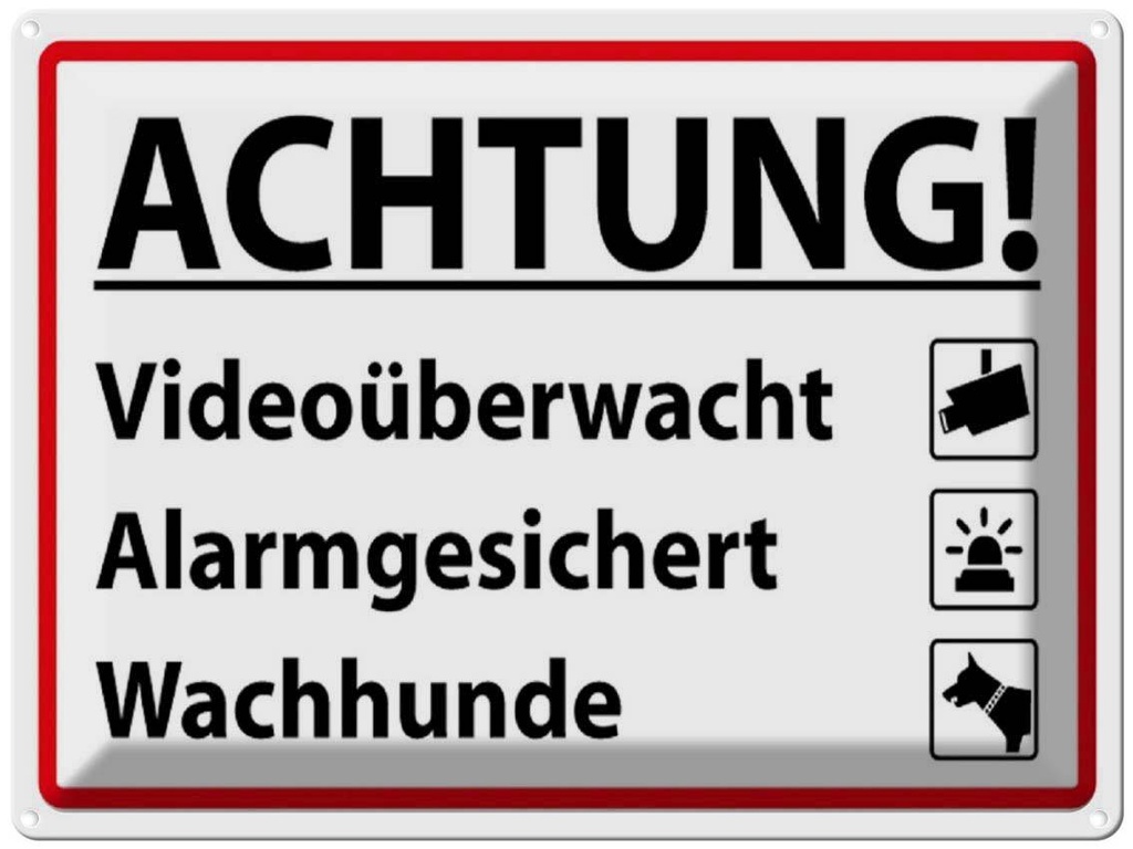 [LA-1789072] Blechschild 30x40 cm Achtung Videoüberwacht Alarm Warnschild Hinweisschild Sicherheit Vorsicht