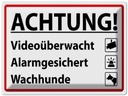 Blechschild 30x40 cm Achtung Videoüberwacht Alarm Warnschild Hinweisschild Sicherheit Vorsicht
