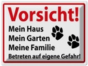 Blechschild 30x40 cm Vorsicht Mein Haus Garten Spruch Zitat