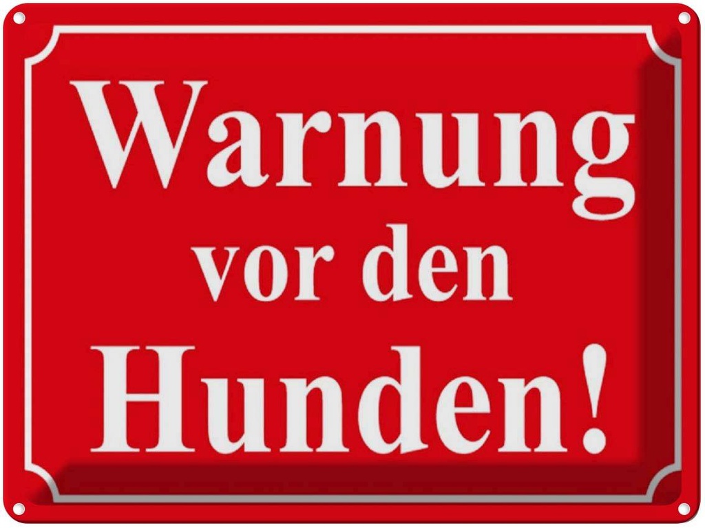 [LA-1789078] Blechschild 30x40 cm Warnung vor den Hunden (rot) Hund