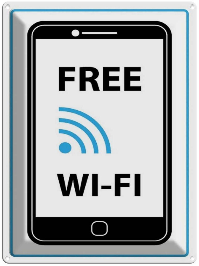 Blechschild 40x30 cm Free WI-FI (Handy)