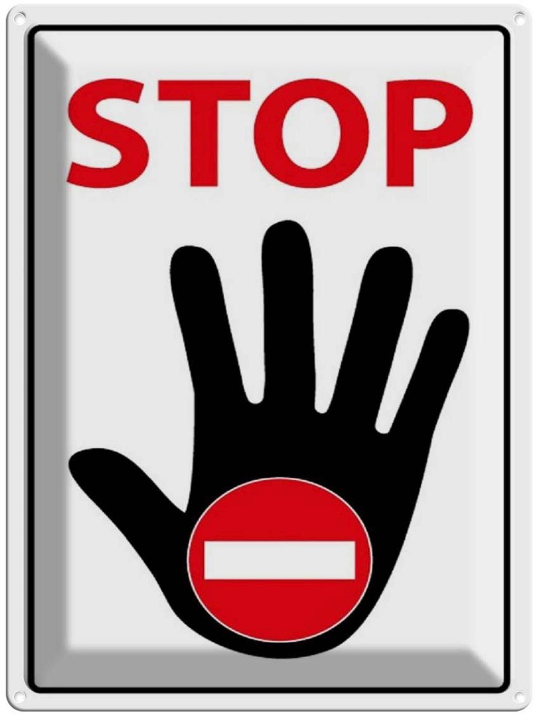 Blechschild 40x30 cm Stop Hand (s/w/r)