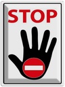 Blechschild 40x30 cm Stop Hand (s/w/r)