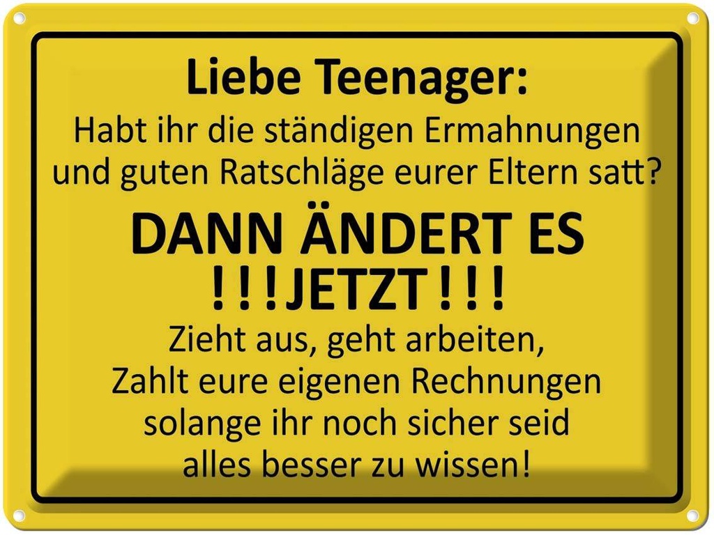 [LA-1789084] Blechschild 30x40 cm Liebe Teenager - ÄNDERT ES