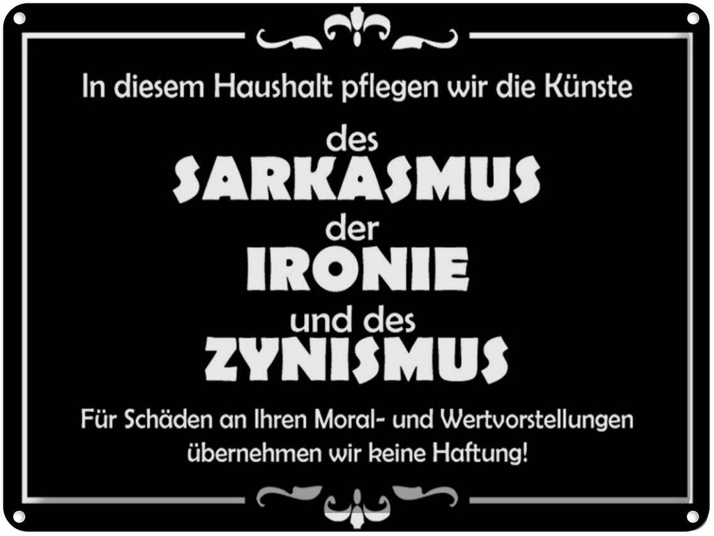 [LA-1789085] Blechschild 30x40 cm In diesem Haushalt Sarkasmus Spruch Zitat