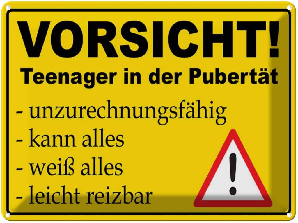 [LA-1789092] Blechschild 30x40 cm Vorsicht Teenager in Pubertät Spruch Zitat