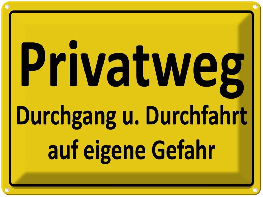 [LA-1789115] Blechschild 30x40 cm Privatweg gelbes Warnschild Hinweisschild Sicherheit Vorsicht