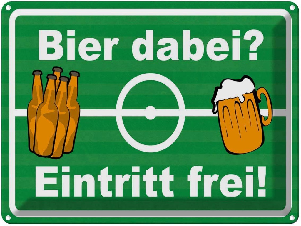 [LA-1789116] Blechschild 30x40 cm Alkohol Bier dabei Eintritt frei Spruch Zitat