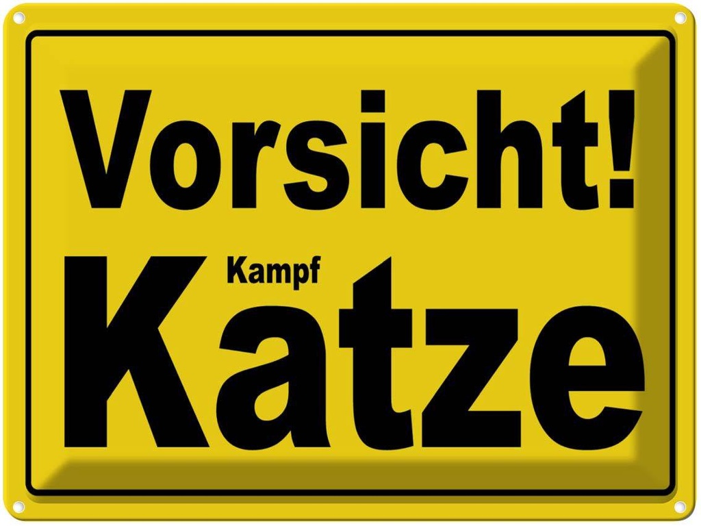 [LA-1789117] Blechschild 30x40 cm Vorsicht Kampf Katze