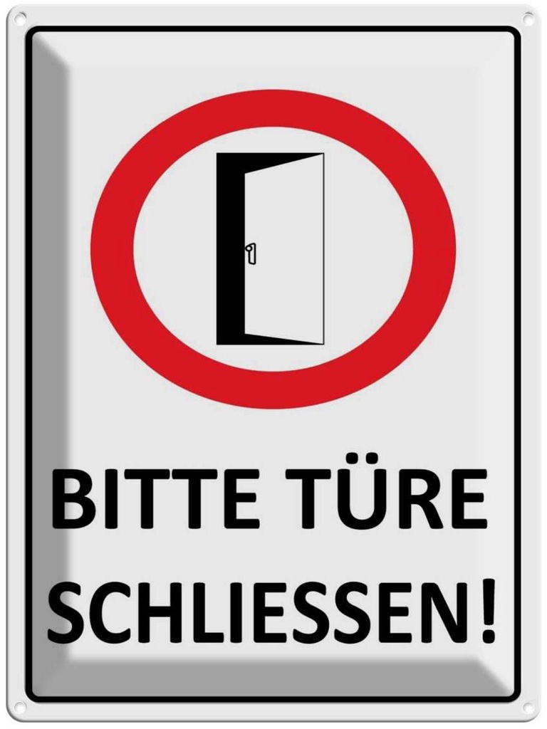 [LA-1789119] Blechschild 40x30 cm Bitte Türe schließen Warnschild Hinweisschild Sicherheit Vorsicht